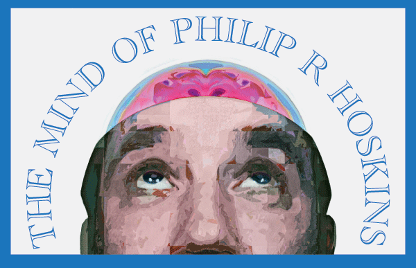 Anatomical Rendering of Philip R Hoskins with brain exposed. (Actual brain less active than shown.) --Courtesy of the Phil Phoundation Biology Archives
